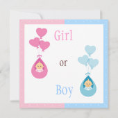 Geschlecht decken Party-Babys u. Herz-Ballone auf Einladung (Rückseite)