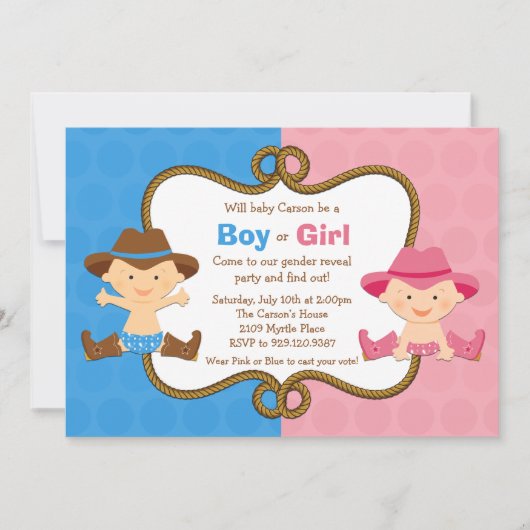 Geschlecht decken Party Einladung auf (Vorderseite)