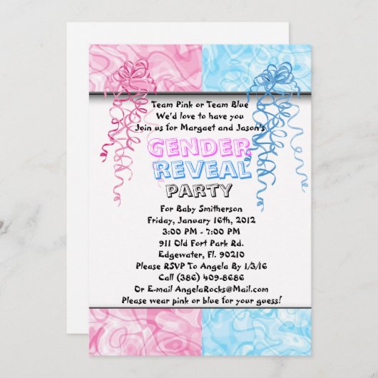 Geschlecht decken Party Einladung auf (Vorne/Hinten)