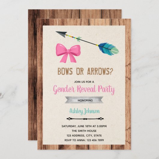 Geschlecht der Bögen oder Pfeile offenbart Einladu Einladung (Vorne/Hinten)