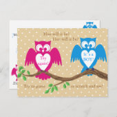 Geschlecht der Eule-Dusche Einladungspostkarte (Vorne/Hinten)
