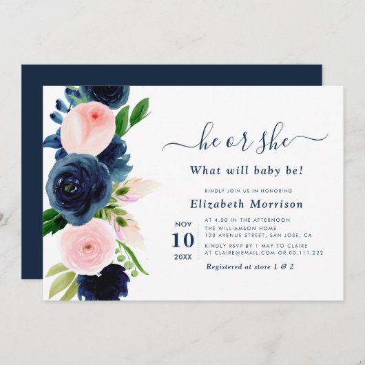 Geschlecht der Marine und der Rötung von Blumen: E Einladung (Vorne/Hinten)