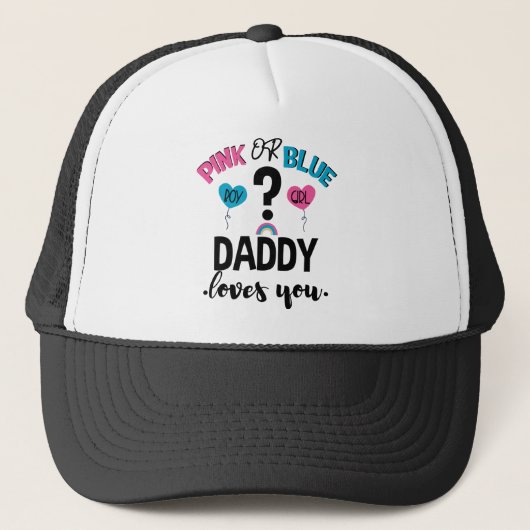 Geschlecht des Babys enthüllt Rosa oder Blau Papa Truckerkappe (Vorderseite)