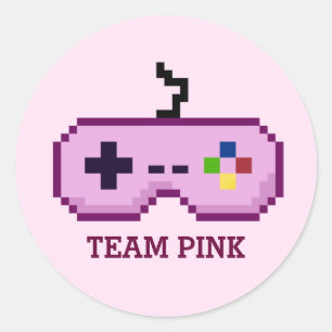 Geschlecht des Gamer-8bit decken Team-rosa Runder Aufkleber