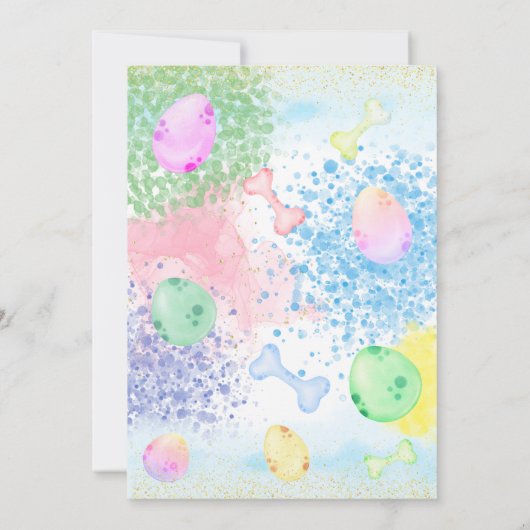 Geschlecht: Dino Floral Glitzer Einladung (Rückseite)