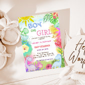 Geschlecht: Dino Floral Glitzer Einladung