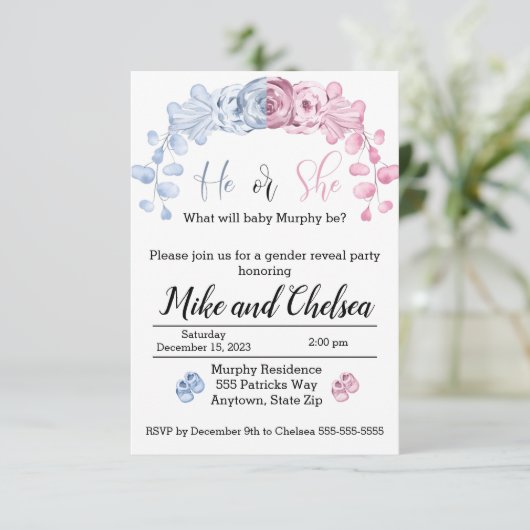 Geschlecht: Einladung, Er oder sie Dankeskarte (Stehend Vorderseite)