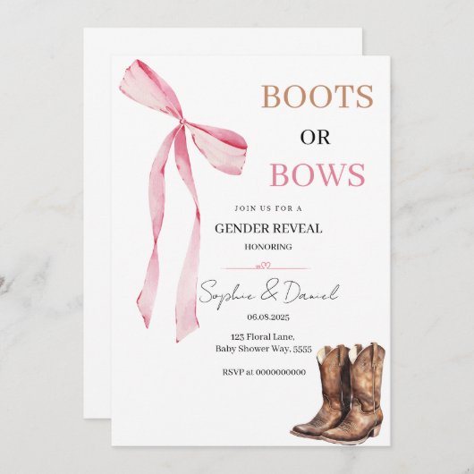 Geschlecht: Einladung zu Stiefeln oder Bögen (Vorne/Hinten)