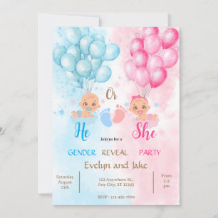 Geschlecht enthüllende Babyparty blau rosa Junge M Einladung