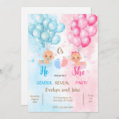 Geschlecht enthüllt Baby Dusche blauen rosa Junge Einladung (Vorne/Hinten)