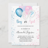 Geschlecht enthüllt Baby Dusche blauen rosa Junge Einladung (Vorderseite)