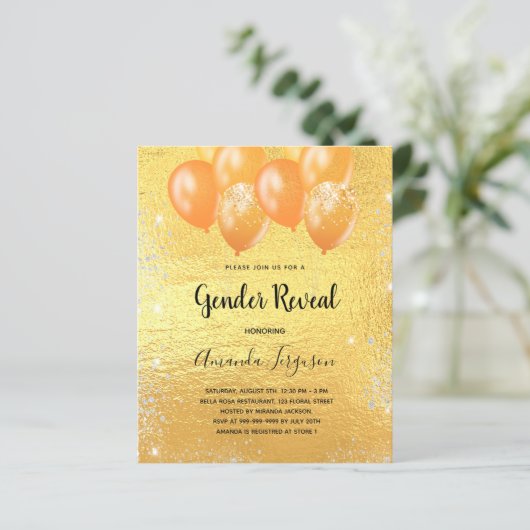 Geschlecht enthüllt Baby Dusche Mädchen Gold Einla (Stehend Vorderseite)