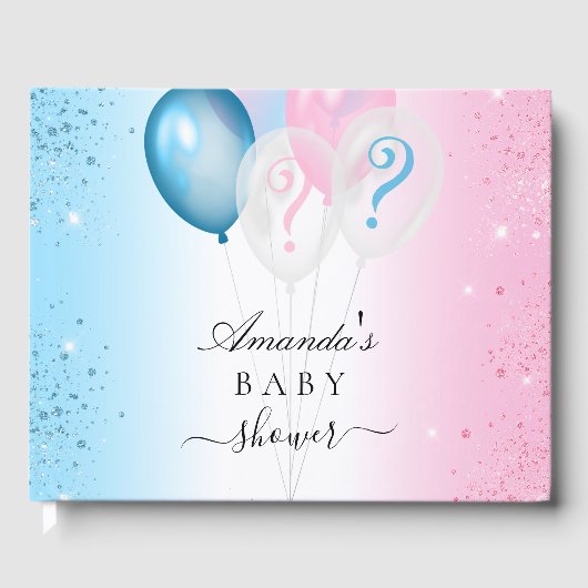 Geschlecht enthüllt Baby Dusche Party blau pink Gästebuch (Vorderseite)