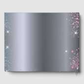 Geschlecht enthüllt Baby-Dusche Party silberblau p Gästebuch (Rückseite)