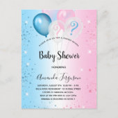 Geschlecht enthüllt Baby Dusche Rosa blaue Junge M Einladungspostkarte (Vorderseite)