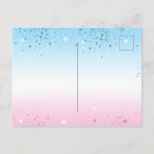 Geschlecht enthüllt Baby Dusche Rosa blaue Junge M Einladungspostkarte (Rückseite)