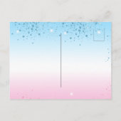 Geschlecht enthüllt Baby Dusche Rosa blaue Junge M Einladungspostkarte (Rückseite)