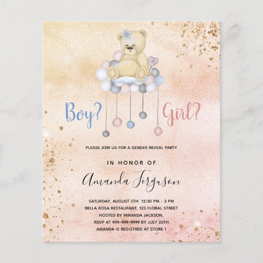 Geschlecht enthüllt Baby Dusche Teddy Bärenjunge M (Vorderseite)