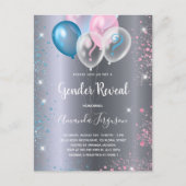 Geschlecht enthüllt Baby-Duschjunge Mädchen Silber Einladungspostkarte (Vorderseite)