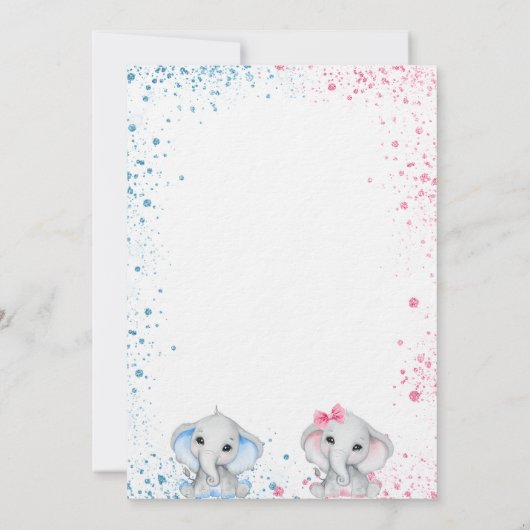 Geschlecht enthüllt Babydusche Elefanten Luxus Einladung (Rückseite)