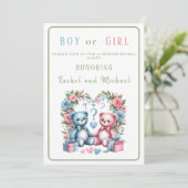 Geschlecht enthüllt Babydusche Teddy Bären blau pi Einladung (Stehend Vorderseite)