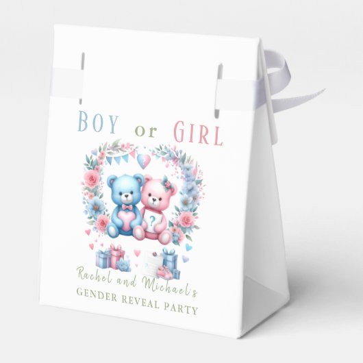 Geschlecht enthüllt Babydusche Teddy Bear Blue Pin Geschenkschachtel (Rückseite)