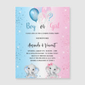 Geschlecht enthüllt blaue pinkfarbene Junge Elefan Magneteinladung (Vorderseite)