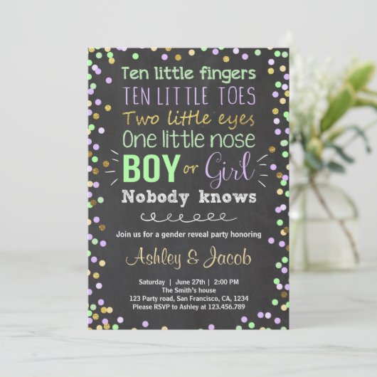 Geschlecht enthüllt Einladung Baby Dusche Junge od (Stehend Vorderseite)