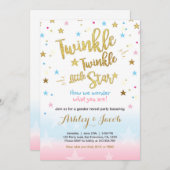 Geschlecht enthüllt Einladung Baby Dusche Moon Sta (Vorne/Hinten)