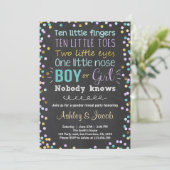 Geschlecht enthüllt Einladung Junge oder Mädchen L (Stehend Vorderseite)