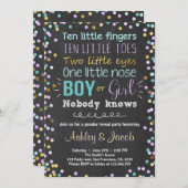 Geschlecht enthüllt Einladung Junge oder Mädchen L (Vorne/Hinten)