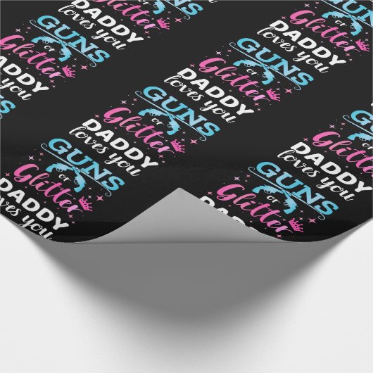 Geschlecht enthüllt Gewehre oder Glitzer Papi Baby Geschenkpapier (Ecke)