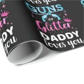 Geschlecht enthüllt Gewehre oder Glitzer Papi Baby Geschenkpapier (Rolleneckpunkt)