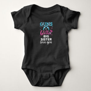 Geschlecht enthüllt Gewehre oder Glitzer Schweste Baby Strampler