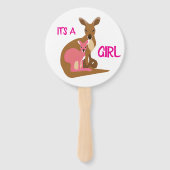 Geschlecht enthüllt Handfan mit einer Känguru-Mutt Fächer (Rückseite)