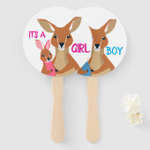 Geschlecht enthüllt Handfan mit einer Känguru-Mutt Fächer (Vorne und Hinten)