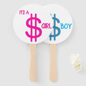 Geschlecht enthüllt Handventilatoren Dollarzeichen Fächer (Vorne und Hinten)