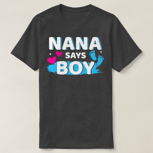 Geschlecht enthüllt Nana sagt Junge passend Famili T-Shirt (Design vorne)