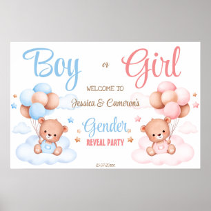 Geschlecht enthüllt Party Begrüßungsschild Teddy B Poster
