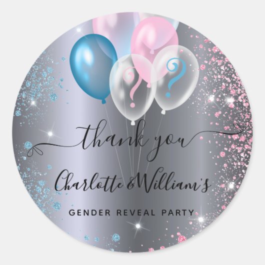Geschlecht enthüllt Party Junge Mädchen blau pink Runder Aufkleber (Vorderseite)
