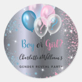 Geschlecht enthüllt Party Junge Mädchen blau pink  Runder Aufkleber (Vorderseite)