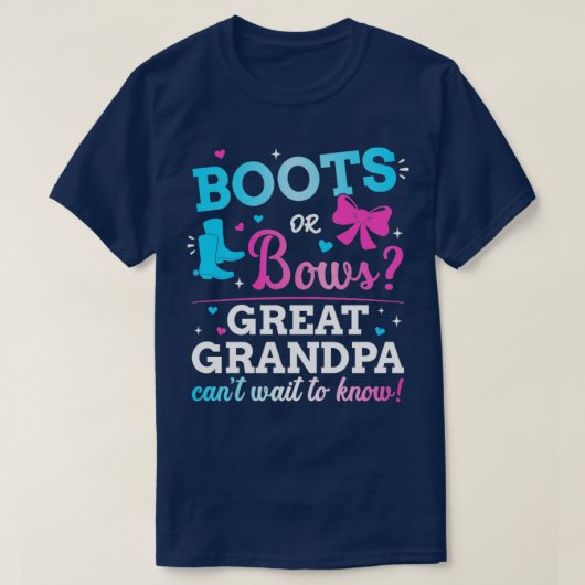 Geschlecht enthüllt Stiefel oder Bows Urgroßvater T-Shirt (Design vorne)