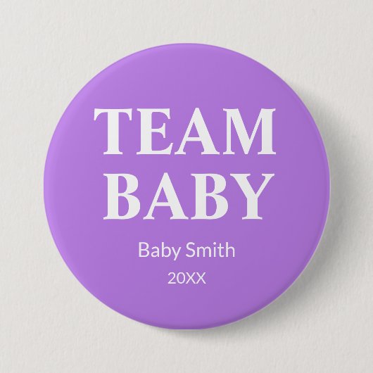 Geschlecht enthüllt Team Baby lila jedes Thema Button (Vorderseite)