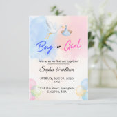 Geschlecht enthüllt Vorlage Party Einladung (Stehend Vorderseite)