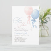 Geschlecht-enthüllung mit Ballon Einladung (Stehend Vorderseite)