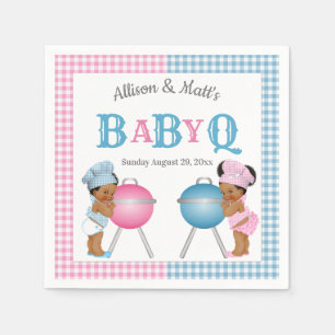 Geschlecht Enthüllung Rosa Blau Gingham Baby Q BBQ Serviette