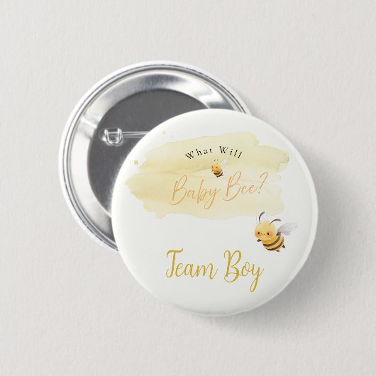 Geschlecht-Enthüllungs-Button Bienen Team Junge Button (Vorne & Hinten)