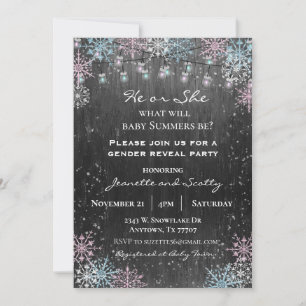 Geschlecht Enthüllungsfeier Winter Schneeflocke Ho Einladung