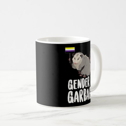 Geschlecht ist Müll Genderfluid non-binäre Possum Kaffeetasse (VorderseiteRechts)