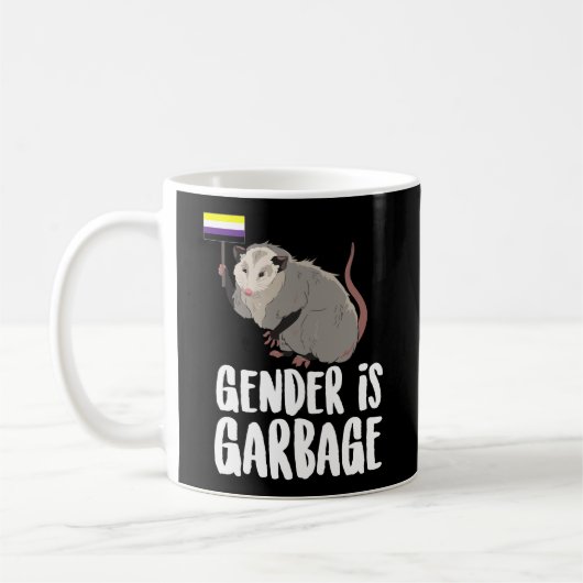 Geschlecht ist Müll Genderfluid non-binäre Possum Kaffeetasse (Links)
